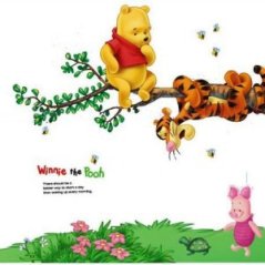 Samolepky na stenu - Macko Puf a Tiger na strome