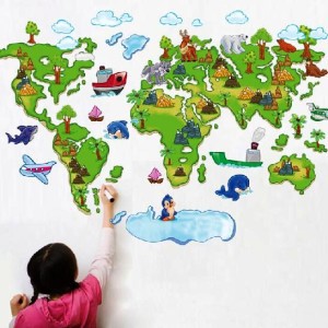 Samolepky na stenu - Detská mapa sveta